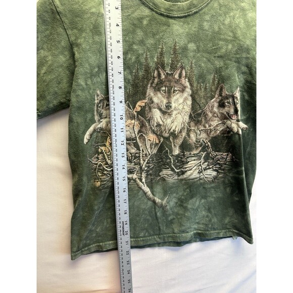 The Mountain Find 12 Wolves Shirt Green Tie Dye Boys Large - Picture 5 of 7